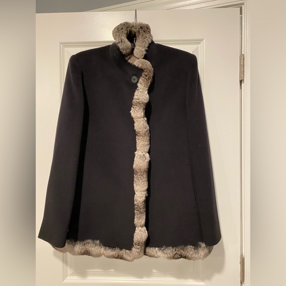 Cinzia Rocca Jackets & Blazers - Wool Coat with Chinchilla trim
